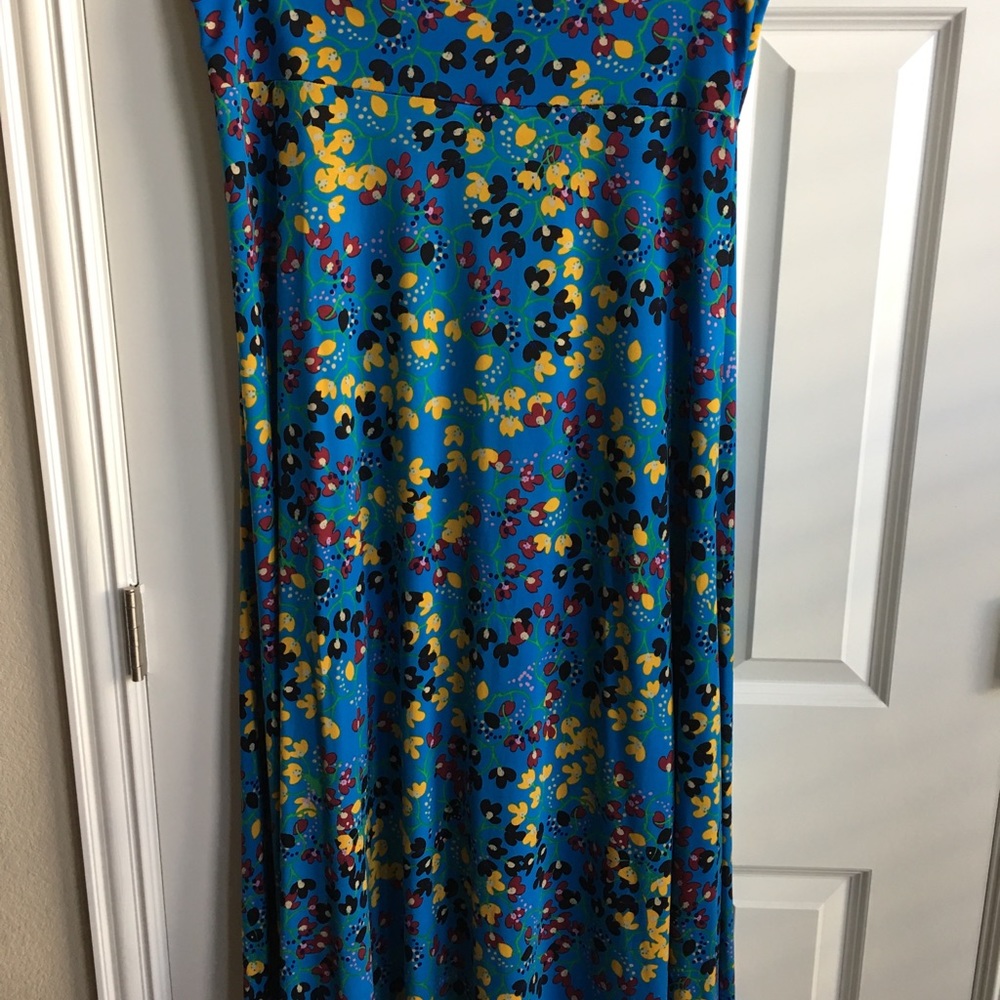 LuLaRoe Maxi skirt: XL (18-20) teal floral print